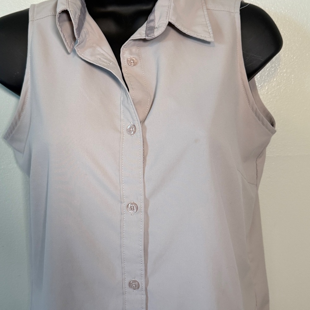 Columbia Women's Sleeveless Button-Down Shirt Size XS Soft Gray Athletic Hiking - Picture 2 of 7